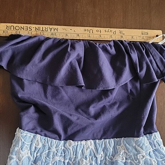 Lilly Pulitzer Athens Tide Blue Hollar For a Dollar Eyelet Chambray Dress Small - Picture 8 of 10